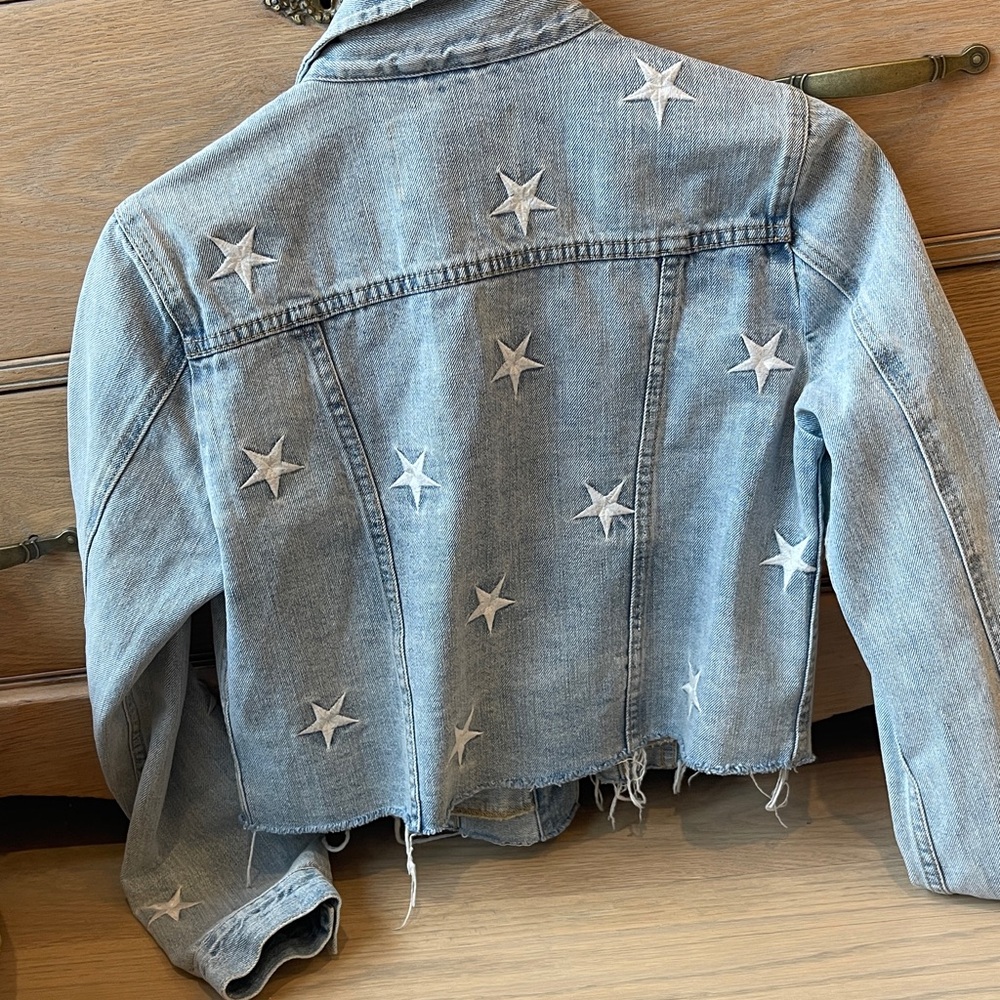 Pistola embroidered star denim jean jacket size small like new stars patriotic - Picture 5 of 7